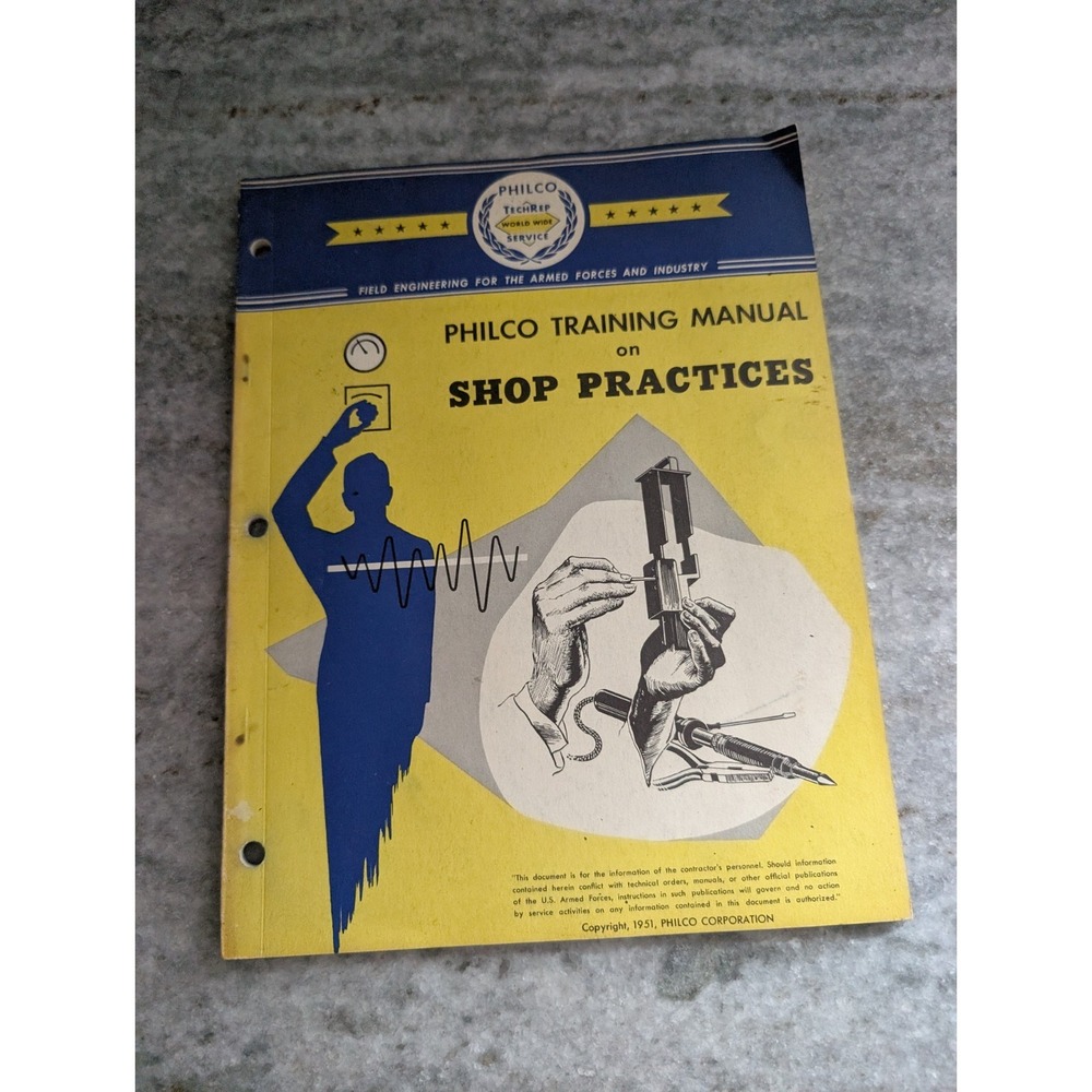 1951 Philco Training Manual Shop Practices TechRep Armed Forces Electronics VTG